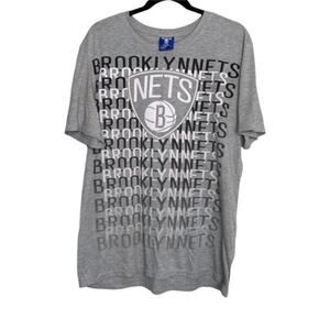 UNK NBA Blue Label Gray Brooklyn Nets Spellout Tee Large